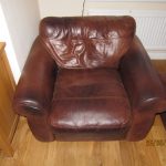 Aniline leather armchair before restoration