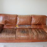 Leather sofa before restoration